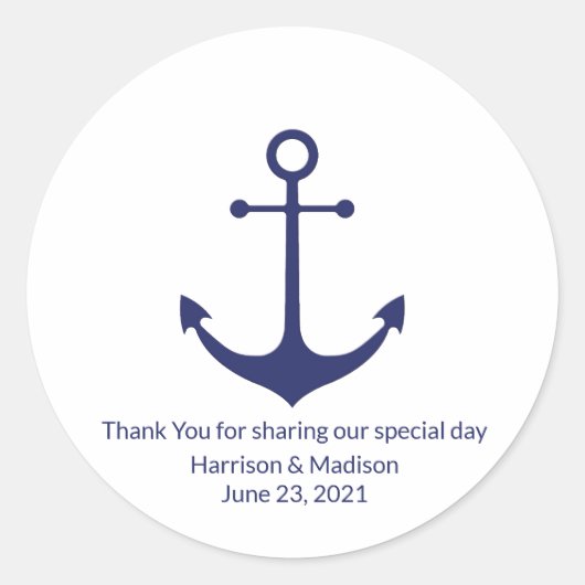 の結婚航海のいかりネイビー・ブルー・ホワイトの好意 ラウンドシール (正面)