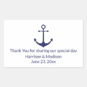 の結婚航海のいかりネイビー・ブルー・ホワイトの好意 長方形シール (正面)