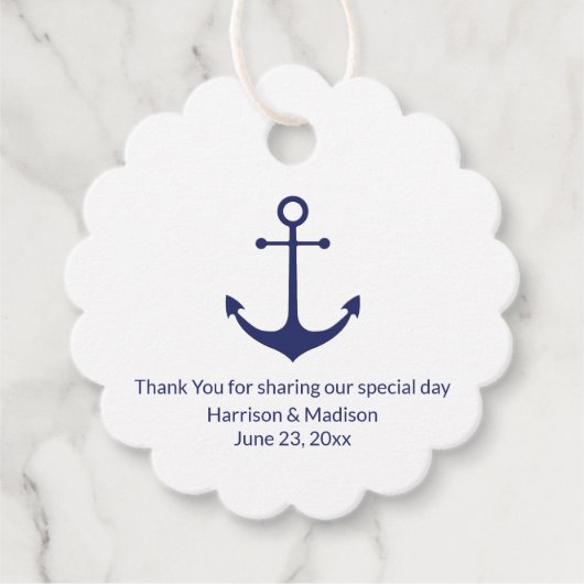 の結婚航海のいかりネイビー・ブルー・ホワイト・ギフト フェイバータグ (正面)