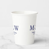 の結婚航海のいかりネイビー・ブルー・ホワイト・モノグラム 紙コップ (左)