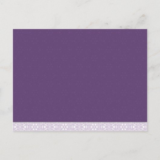 の結婚花嫁が日付の紫のカードを保存 案内ポストカード (裏面)