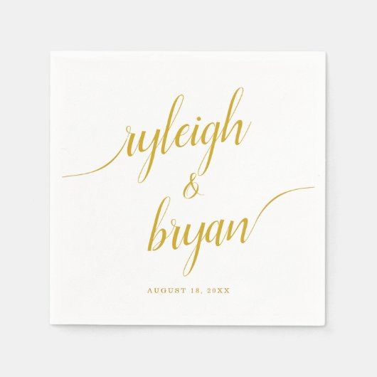 の結婚花嫁と花婿の手書き書 スタンダードカクテルナプキン (正面)