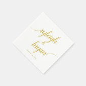 の結婚花嫁と花婿の手書き書 スタンダードカクテルナプキン (角)