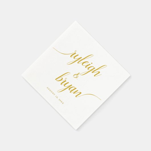 の結婚花嫁と花婿の手書き書 スタンダードカクテルナプキン (角)