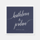 の結婚花嫁と花婿の手書き書 スタンダードカクテルナプキン (正面)