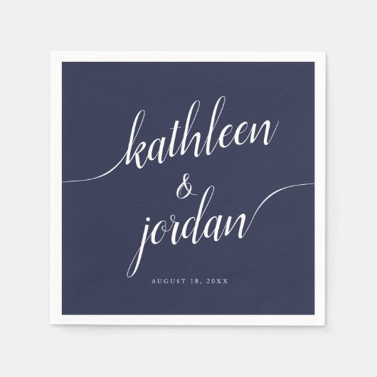 の結婚花嫁と花婿の手書き書 スタンダードカクテルナプキン (正面)