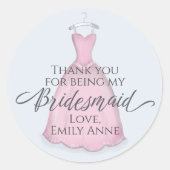 の結婚花嫁のピンクのヴィンテージドレスありがとう ラウンドシール (正面)