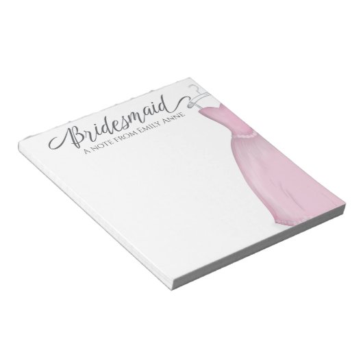 の結婚花嫁のピンクエレガントのヴィンテージドレス ノートパッド (アングル)