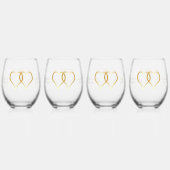 の結婚茎のないワイングラス金ゴールドハート ステムなしワイングラス (正面)