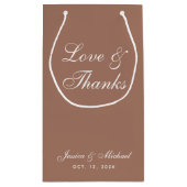 の結婚茶色の愛と感謝していシンプル書道 スモールペーパーバッグ (裏面)
