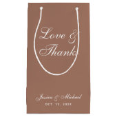 の結婚茶色の愛と感謝していシンプル書道 スモールペーパーバッグ (正面)