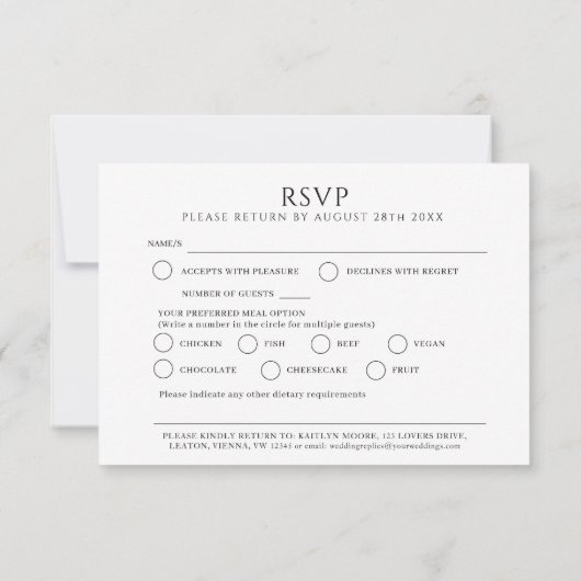 の結婚葉の芸術モノグラムの白黒ミー結婚ズ 出欠カード (裏面)