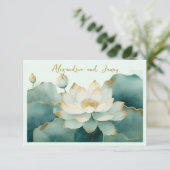 の結婚蓮の花の金ゴールド 出欠カード (スタンド正面)