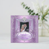 の結婚薄紫パープルピンク華美シルバー 招待状 (スタンド正面)