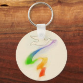 の結婚虹のリボン付き鳩 キーホルダー (正面)