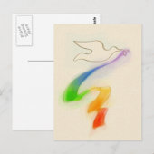 の結婚虹のリボン付き鳩 ポストカード (正面/裏面)