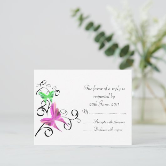 の結婚蝶RSVP 出欠カード (スタンド正面)