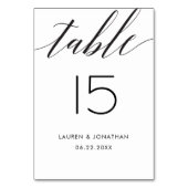 の結婚表の番号カーエレガントド、黒、白 テーブルナンバー (裏面)