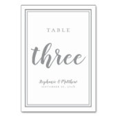 の結婚表の番号3シンプルグレーと白 テーブルナンバー (裏面)