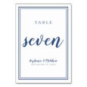 の結婚表の番号7シンプル青と白 テーブルナンバー (正面)