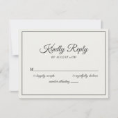 の結婚親切なリプライモダンングクリーム&ソフトブラック 出欠カード (正面)