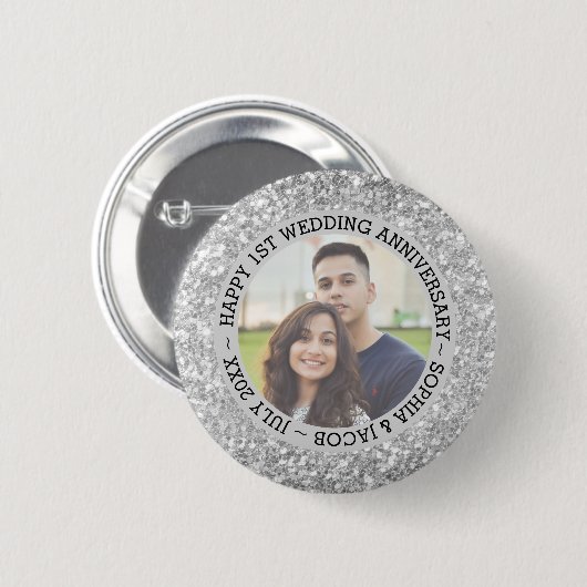 の結婚記念カスタム写真 缶バッジ (正面&裏面)