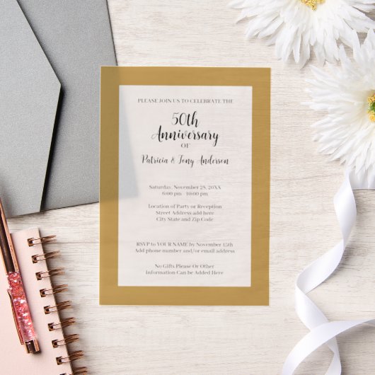 の結婚記念クラシックフォントと縁どの ベラム紙招待状 (ウェディング)