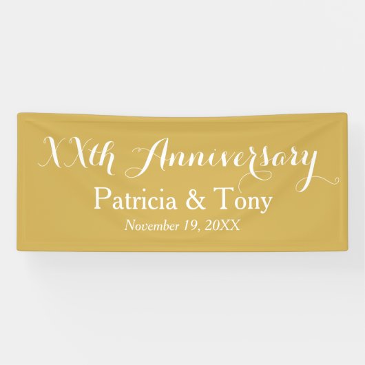 の結婚記念パーソナライズされた金ゴールド 横断幕 (横)