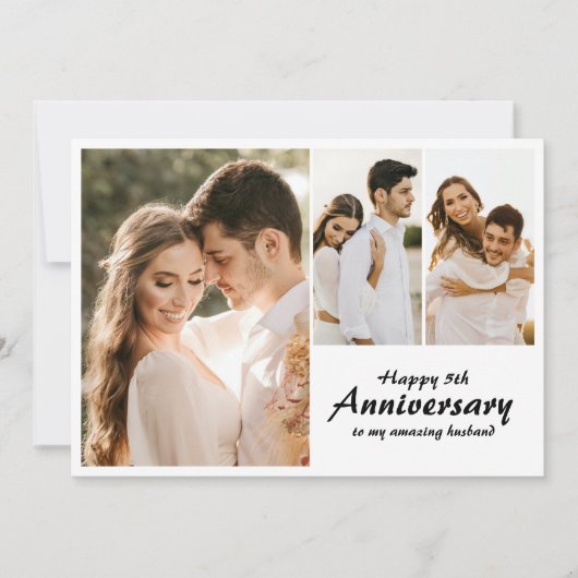 の結婚記念モダン写真カード (正面)