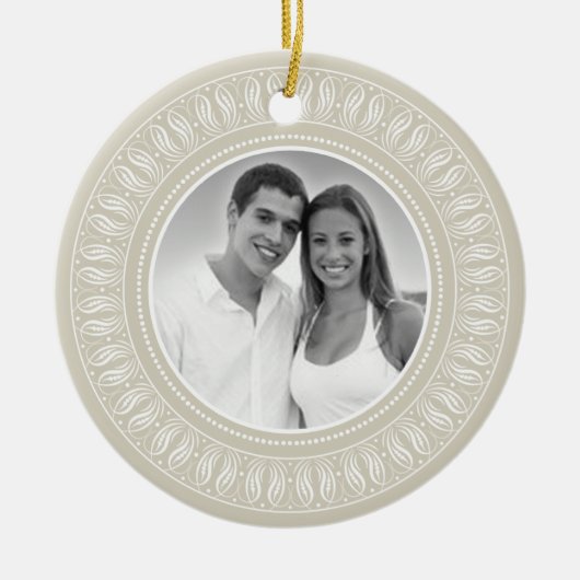 の結婚記念写真フレーム セラミックオーナメント (正面)