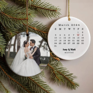 の結婚記念日と結婚の写真の戻り オーナメント