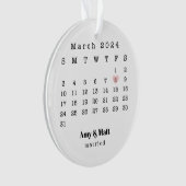 の結婚記念日と結婚の写真の戻り オーナメント (正面)