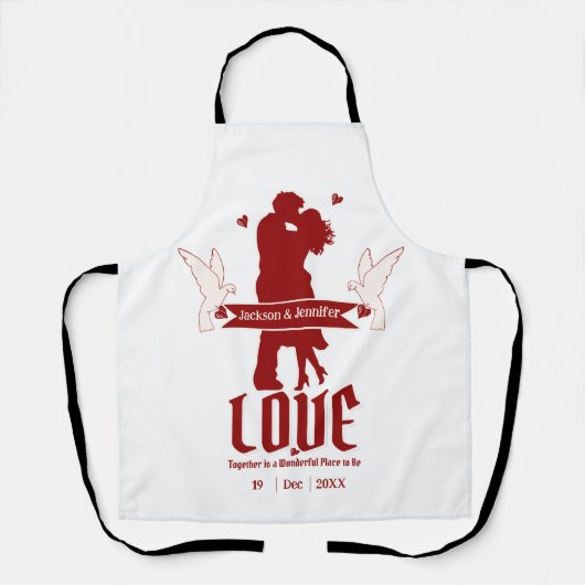 の結婚記念日のカスタマイズ エプロン (正面)