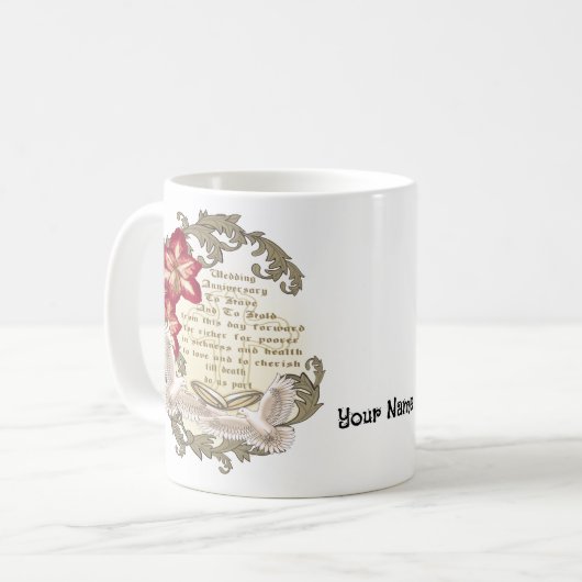 の結婚記念日のカスタムマグカップ コーヒーマグカップ (正面左)