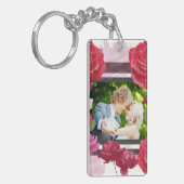 の結婚記念日のバラストライプ、カスタム写真 キーホルダー (正面左)