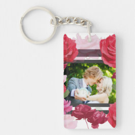 の結婚記念日のバラストライプ、カスタム写真 キーホルダー