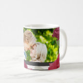 の結婚記念日のバラストライプ、カスタム写真 コーヒーマグカップ (正面右)