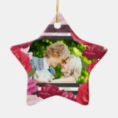 の結婚記念日のバラストライプ、カスタム写真 セラミックオーナメント (正面)