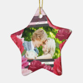 の結婚記念日のバラストライプ、カスタム写真 セラミックオーナメント (左)