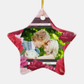 の結婚記念日のバラストライプ、カスタム写真 セラミックオーナメント (裏面)