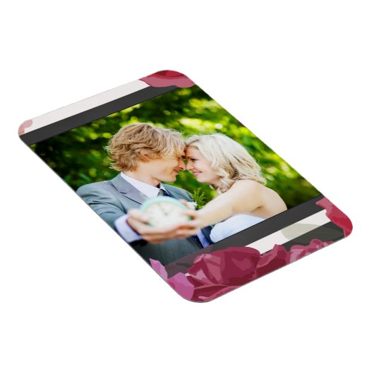 の結婚記念日のバラストライプ、カスタム写真 マグネット (右側)