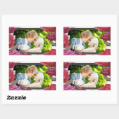 の結婚記念日のバラストライプ、カスタム写真 長方形シール (シート)