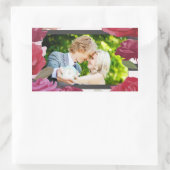 の結婚記念日のバラストライプ、カスタム写真 長方形シール (バッグ)