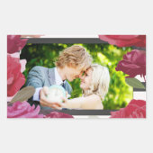 の結婚記念日のバラストライプ、カスタム写真 長方形シール (正面)