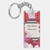 の結婚記念日のバラストライプ、名前をカスタムする キーホルダー (正面左)