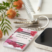 の結婚記念日のバラストライプ、名前をカスタムする キーホルダー (正面右)