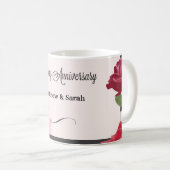 の結婚記念日のバラストライプ、名前をカスタムする コーヒーマグカップ (正面右)