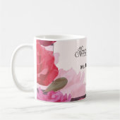 の結婚記念日のバラストライプ、名前をカスタムする コーヒーマグカップ (左)