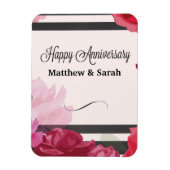 の結婚記念日のバラストライプ、名前をカスタムする マグネット (縦)