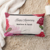 の結婚記念日のバラストライプ、名前をカスタムする ランバークッション (ブランケット)